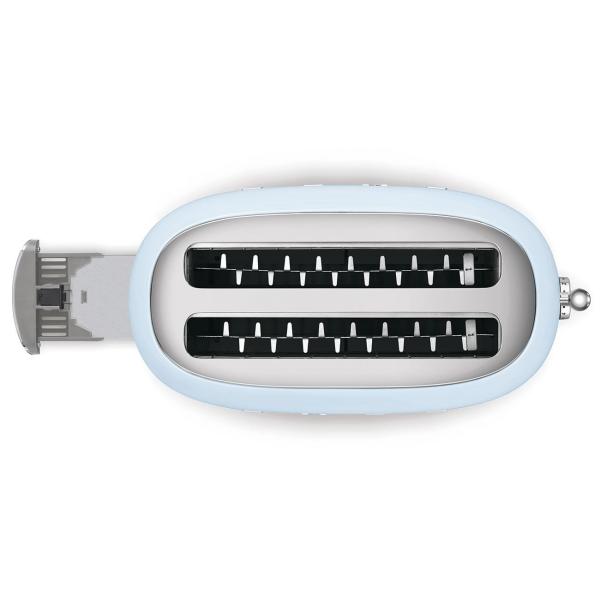 Smeg TSF02PBEU, toustovač / topinkovač, 4 toasty, 6 úrovní opékání, zásuvka na drobky, styl. 50. let, pastelově modrý4