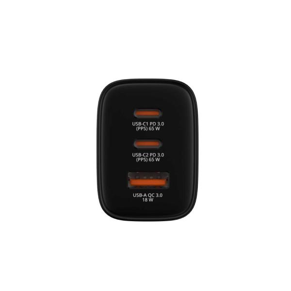 VERBATIM GaN Nabíječka Essentials 65W,  2xUSB-C,  1xUSB-A,  černá3