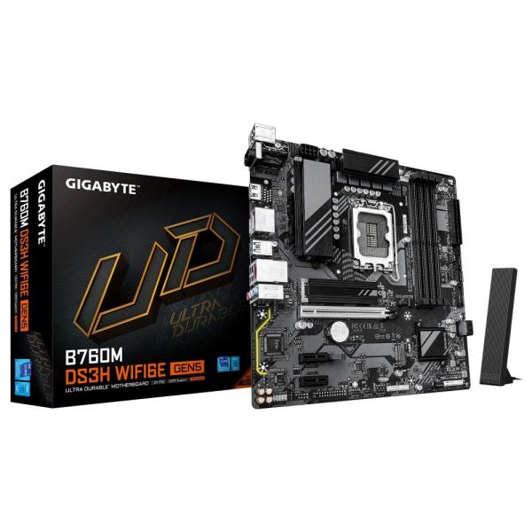 BAZAR - GIGABYTE MB Sc LGA1700 B760M DS3H WIFI6E GEN5,  Intel B760,  4xDDR5,  2xDP,  1xHDMI,  mATX - Po opravě (Komplet)