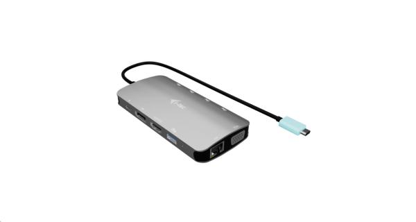 i-tec USB-C Metal Nano 3x Display (DP, HDMI a VGA) Docking Station, Power Delivery 100W