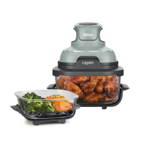 Ninja FN101EUSG Crispi,  přenosná horkovzdušná fritéza,  4v1, zelená, příkon 1700 W,  skleněné nádoby 1, 4 l a 3, 8 l,  bez PFAS3