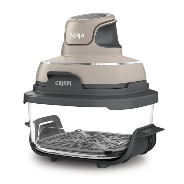 Ninja FN101EUST Crispi,  přenosná horkovzdušná fritéza,  4v1,  šedá,  příkon 1700 W,  skleněné nádoby 1, 4 l a 3, 8 l,  bez PFAS1
