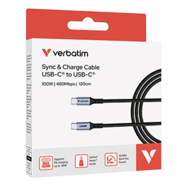 VERBATIM Kabel USB-C Sync & Charge,  100W,  120cm3