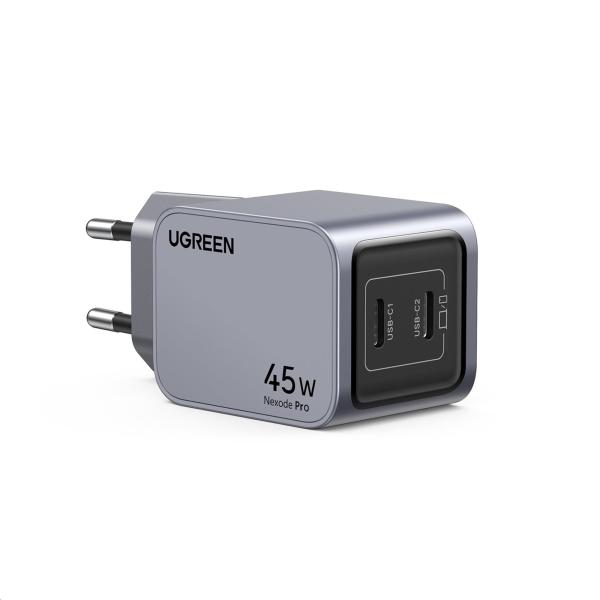 UGREEN síťová rychlonabíječka Nexode Pro 45W 2-Port USB-C,  GaN,  stříbrná