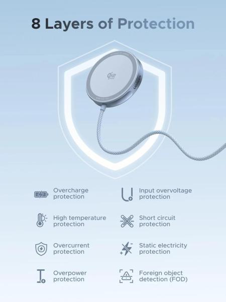 UGREEN magnetická bezdrátová nabíječka MagFlow Qi2.2 25W,  MagSafe,  stříbrná1