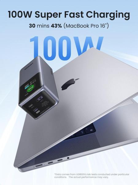 UGREEN powerbanka s rychlým nabíjením 20000mAh 3-port s displejem,  Li-ion,  130W,  2x USB-C,  1x USB-A,  stříbrná3