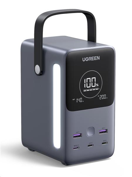 UGREEN powerbanka s rychlým nabíjením 48000mAh 5-port s displejem a LED,  Li-ion,  300W,  3x USB-C,  2x USB-A,  stříbrná