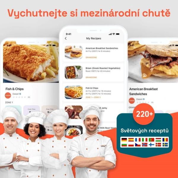 Cosori Dual Blaze TwinFry chytrá horkovzdušná fritéza10 L,  keramika,  bílá0