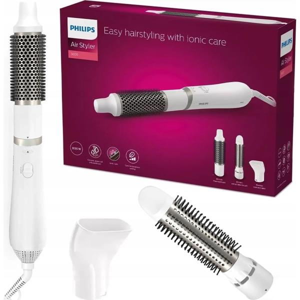 Philips BHA303/ 00 horkovzdušný kulmofén bílý,  800 W,  3 nástavce,  ionizace,  keramický povrch2