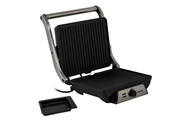 Orava Grillchef 4 elektrický kontaktní gril,  2000 W,  regulace teploty,  manuální ovládání,  tepelně izolovaná rukojeť1