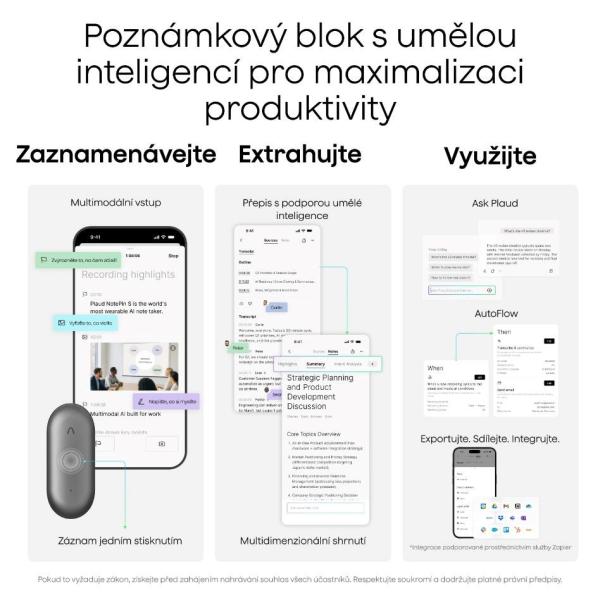 PLAUD Note Pin S Black - AI hlasový záznamník + náramek a šňůrka na krk0