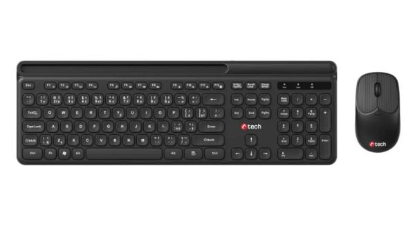 BAZAR - C-TECH klávesnice s myší WLKMC-05B,  Bezdrátový set 2.4GHz,  CZ,  Černá,  poškozený obal1