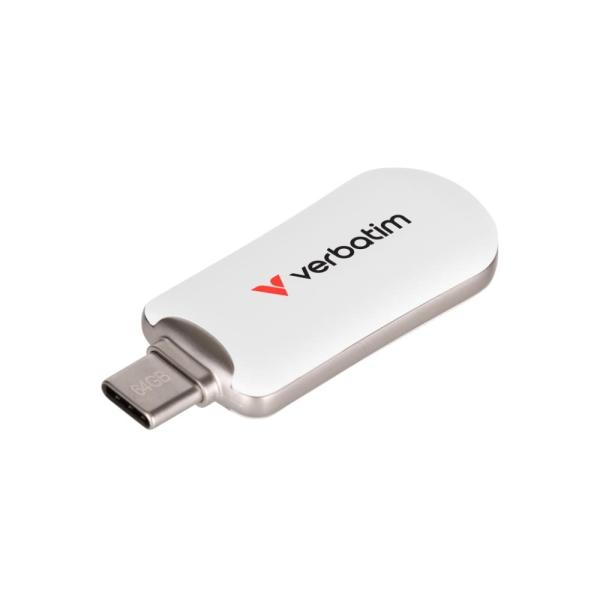 VERBATIM Flash Disk 128GB Plectra USB-C 3.0,  bílá