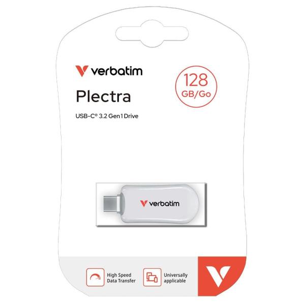 VERBATIM Flash Disk 128GB Plectra USB-C 3.0,  bílá1