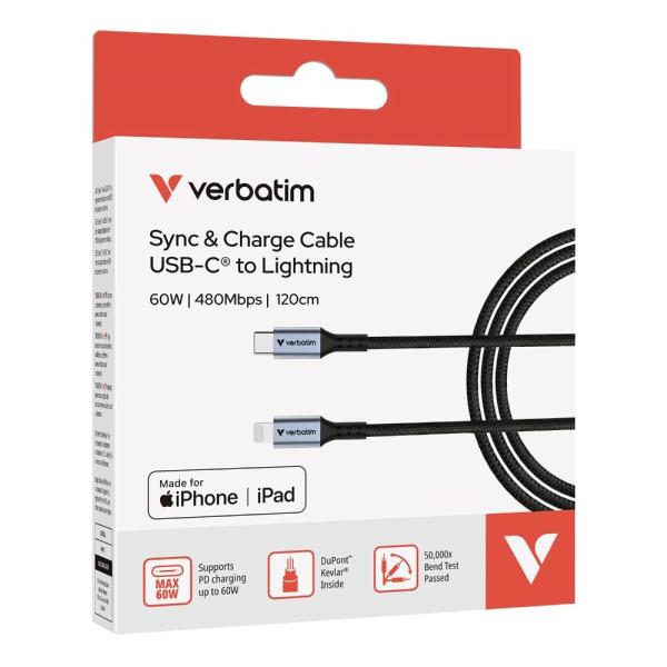 VERBATIM Kabel Sync & Charge,  USB-C na Lightning,  120cm2