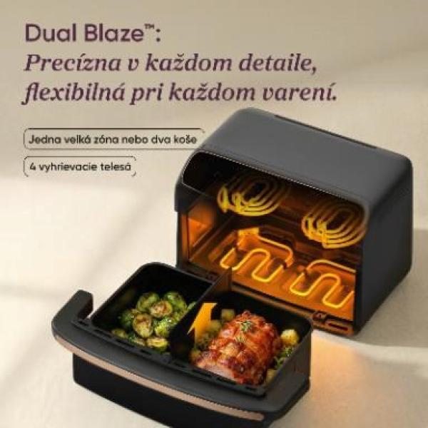 Cosori Dual Blaze Twin Fry Compact horkovzdušná fritéza 8, 6 L,  keramika,  černá1