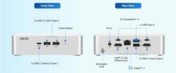 ASUS NUC 15 Pro+ Mini PC/ NUC15CRS/ Core Ultra 9 285H/ 2x16GB+1TB/ USB 7x/ Intel Arc/ Stylish/ L9/ EU power cord2