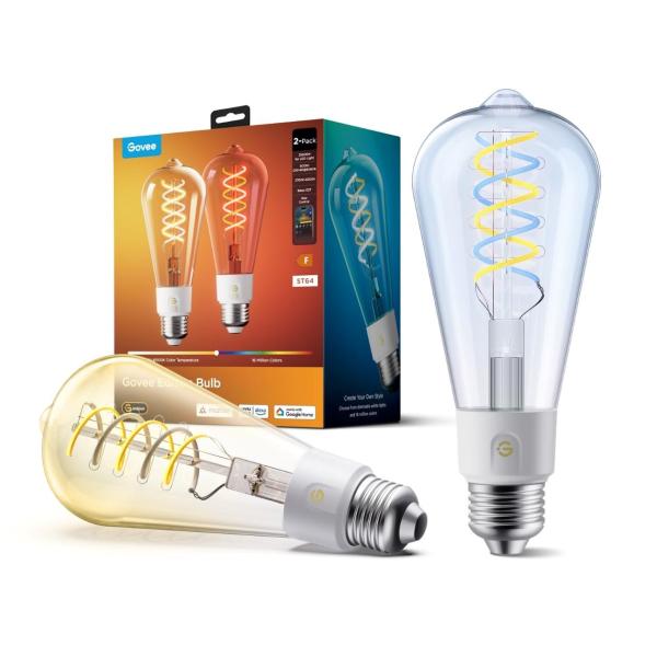 Govee Smart žárovka ST64 RGBWW 5W-40W 500lm E27 Long Life,  Matter (2ks)