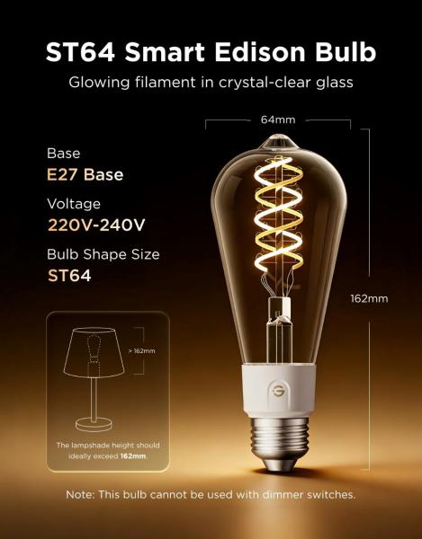 Govee Smart žárovka ST64 RGBWW 5W-40W 500lm E27 Long Life,  Matter (2ks)6