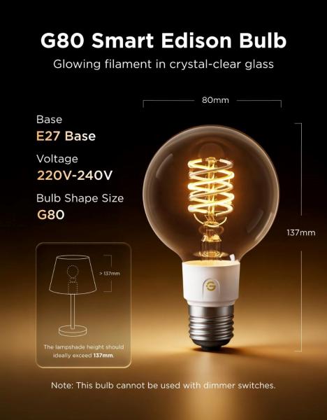Govee Smart žárovka G80 RGBWW 5W-40W 500lm E27 Long Life,  Matter2