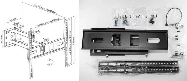 Sklopný a otočný držák TV Fiber Mounts FM80
4