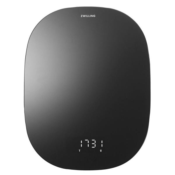 ZWILLING digitální kuchyňská váha,  Li-ion baterie,  USB napájení,  LCD display,  sklo /  plast,  černá - Enfinigy1