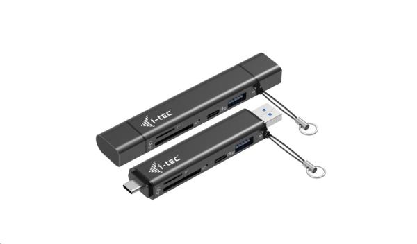 i-tec USB-C/ USB-A Dongle SD/ microSD karta reader + 2x USB port (1x USB-A, 1x USB-C)