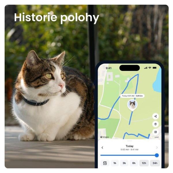 Tractive CAT 6 Mini – chytrý GPS lokátor pro kočky a monitor zdraví s integrovaným obojkem - černý2