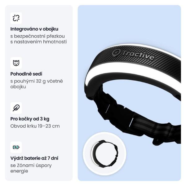 Tractive CAT 6 Mini – chytrý GPS lokátor pro kočky a monitor zdraví s integrovaným obojkem - černý5