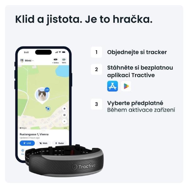 Tractive CAT 6 Mini – chytrý GPS lokátor pro kočky a monitor zdraví s integrovaným obojkem - černý6