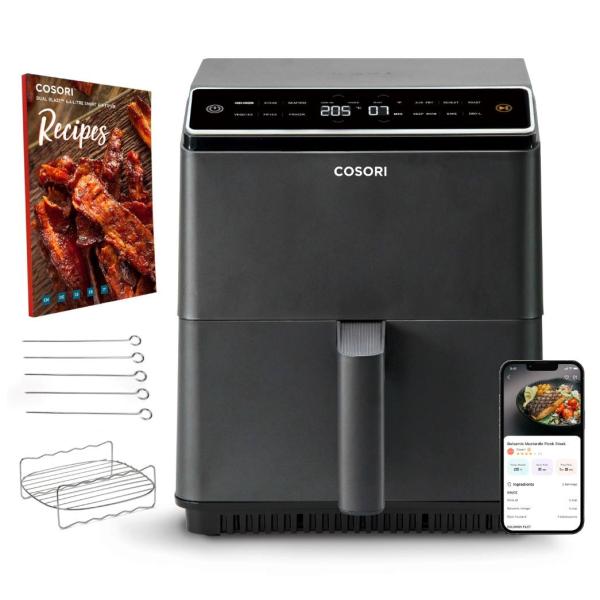 Cosori Dual Blaze 6.4L SMART horkovzdušná  fritéza + 5x špíz a gril. rošt,  černá
