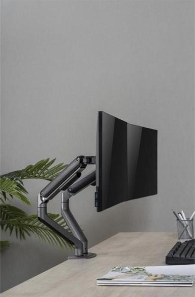 GEMBIRD Držák 2 monitorů na stůl MA-DA2-05,  naklápěcí,  až do 32” a 9kg,  vesmírně šedý9