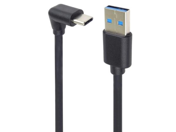 PremiumCord USB C-USB A, zahnutý, čierny, 50 cm