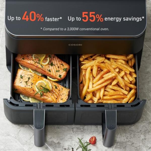 BAZAR - Cosori Dual Basket horkovzdušná fritéza 8.5l  + 5x špíz a rošt - Rozbaleno (Komplet)5