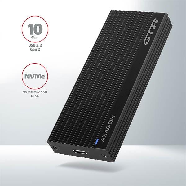 BAZAR - AXAGON EEM2-GTR,  USB-C 3.2 Gen 2 - M.2 NVMe SSD kovový THIN RIB box - Po opravě (Náhradní krabice)1