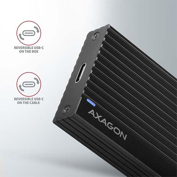 BAZAR - AXAGON EEM2-GTR,  USB-C 3.2 Gen 2 - M.2 NVMe SSD kovový THIN RIB box - Po opravě (Náhradní krabice)3