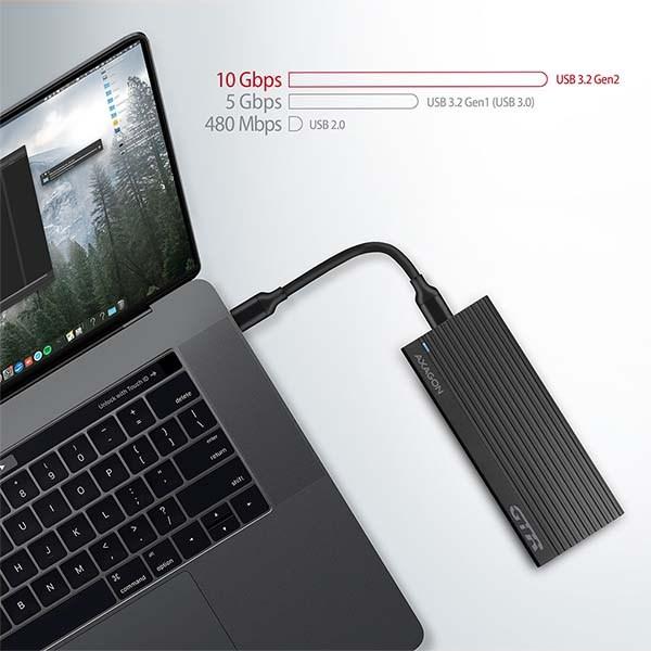 BAZAR - AXAGON EEM2-GTR,  USB-C 3.2 Gen 2 - M.2 NVMe SSD kovový THIN RIB box - Po opravě (Náhradní krabice)5