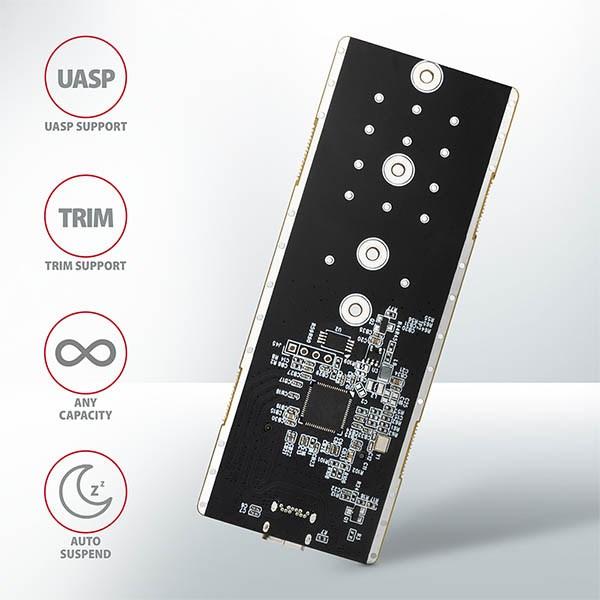 BAZAR - AXAGON EEM2-GTR,  USB-C 3.2 Gen 2 - M.2 NVMe SSD kovový THIN RIB box - Po opravě (Náhradní krabice)6