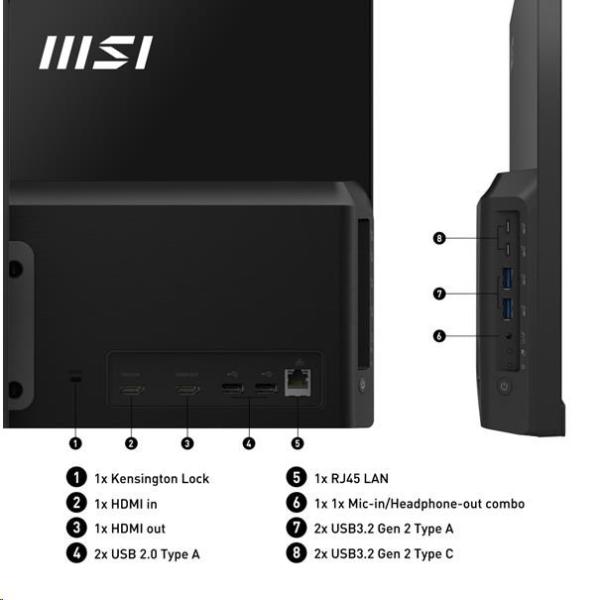MSI PC AiO Modern AM242P 1M-2089XEU,  Core 5 120U,  23.8 FHD,  Anti-Glare,  Non-Touch,  16GB,  512GB SSD,  N/ A,  No OS,  White7