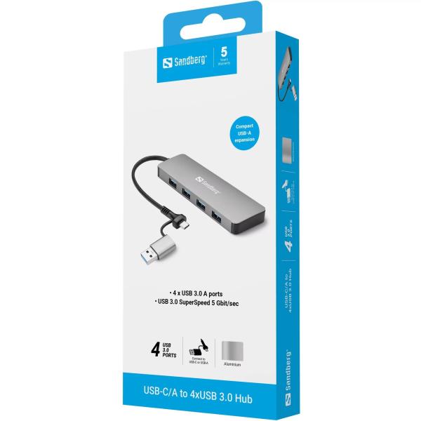 Sandberg USB-C/ A to 4xUSB 3.0 Hub1