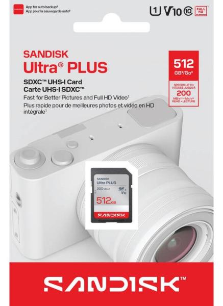 Sandisk Ultra PLUS SDXC karta 512GB UHS-I,  V10,  U1,  C10,  (200MB/ s)3