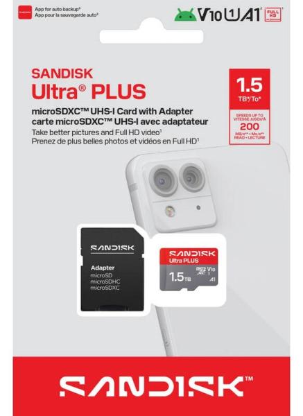 Sandisk Ultra PLUS micro SDXC karta 1, 5TB UHS-I,  V10,  U1,  C10,  (200MB/ s)4