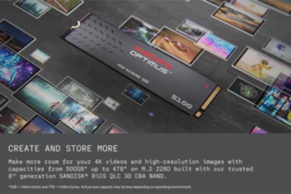 SANDISK SSD OPTIMUS 5100 NVMe 1TB PCIe,  Gen4,  (R:6700,  W:7100MB/ s)4