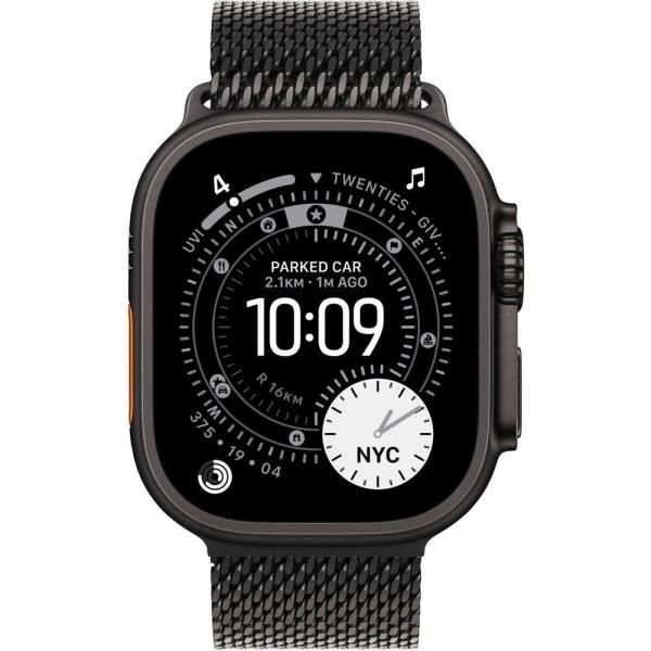 Apple Watch Ultra 3 GPS + Cellular 49mm Black Titanium Case with Black Titanium Milanese Loop - Medium1