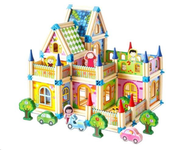 2Kids Toys Dřevěná stavebnice Zámek barevný