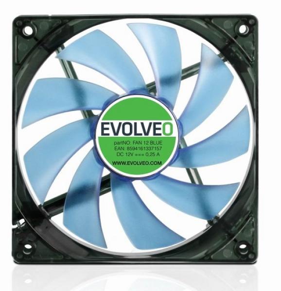 EVOLVEO 12L1BL ventilátor 120mm,  4 LED modré,  3pin