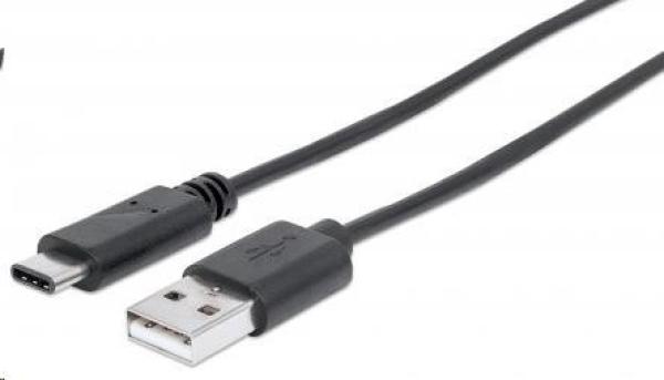 MANHATTAN USB kábel 2.0 C,  C samec /  A samec,  1 m,  čierna