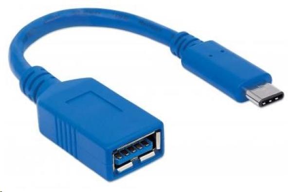 MANHATTAN USB kábel 2.0 A - USB 3.1 C (F/ M),  modrá1