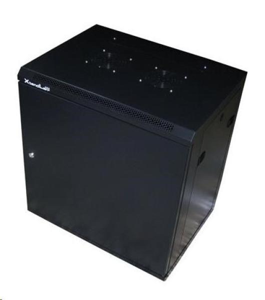 XtendLan 19" nástěnný rozvaděč 22U 600x450,  nosnost 60kg,  plné dveře,  svařený,  proti vykradení, černý