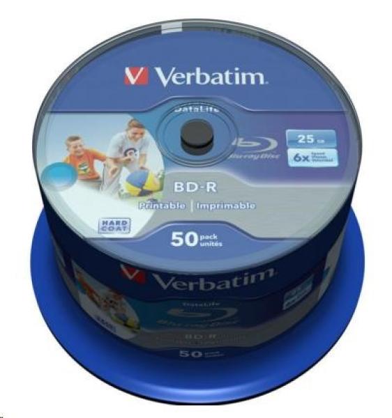 VERBATIM BD-R SL Datalife (50-pack)Blu-Ray/Spindle/6x/25GB Wide Printable